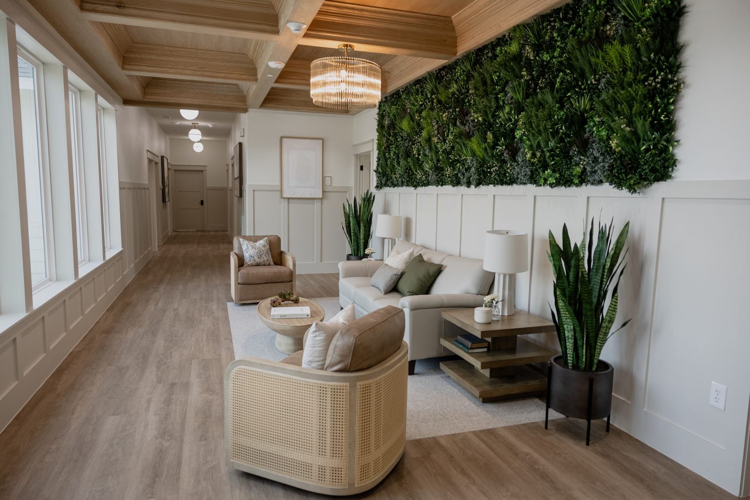 Private suite with designer furnishings and window seat